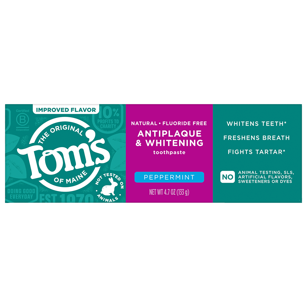 Fluoride-Free Antiplaque & Whitening Peppermint Natural Toothpaste