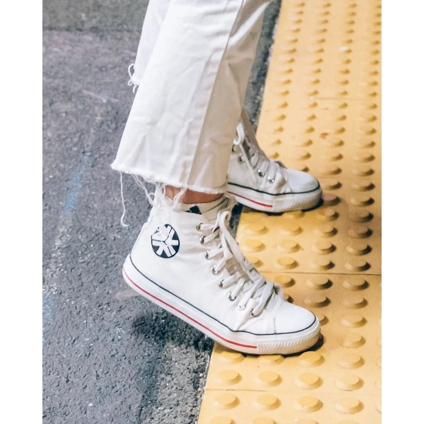High Top Sneakers, White Stripe