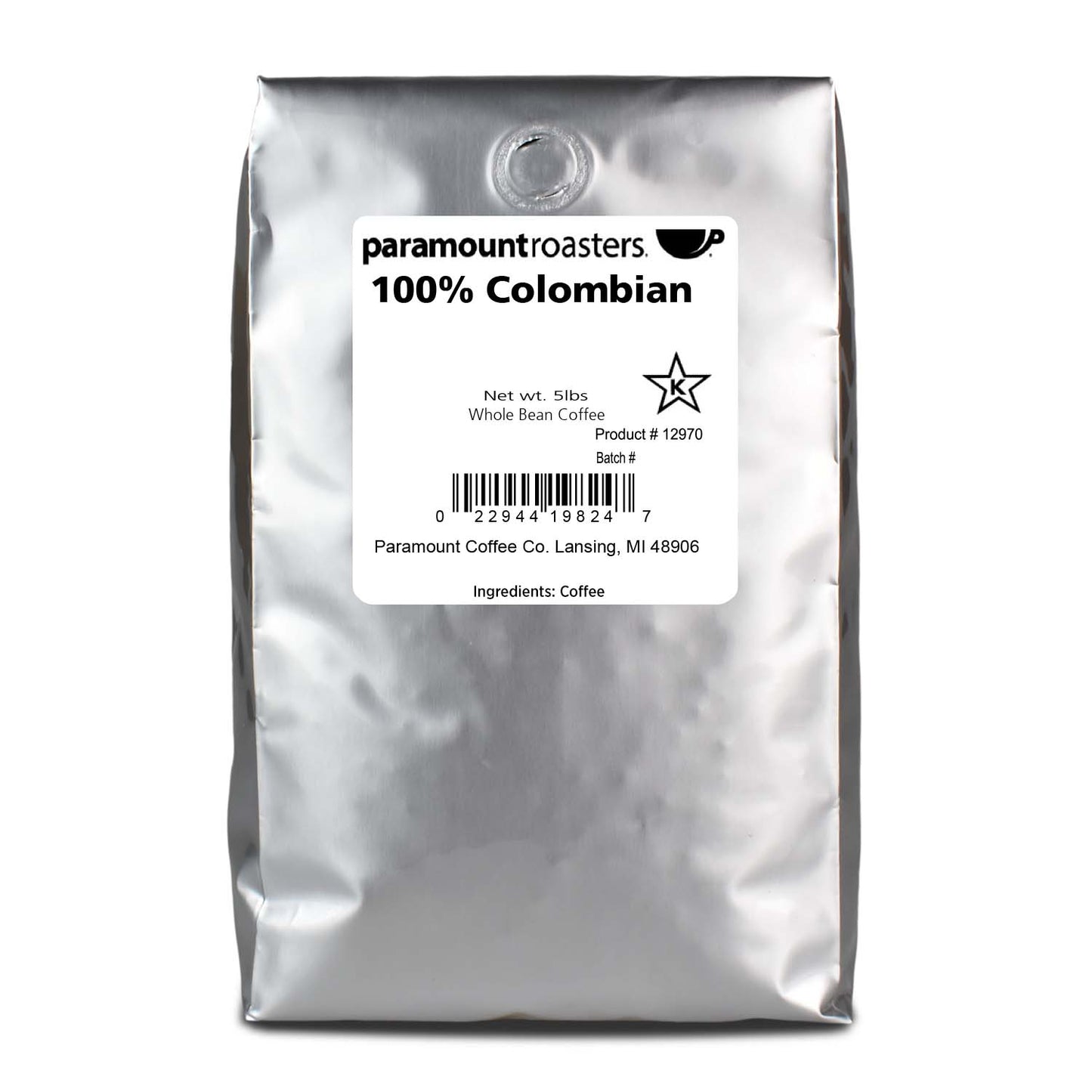 100% Colombian 5lb Whole Bean Coffee - Vegan America