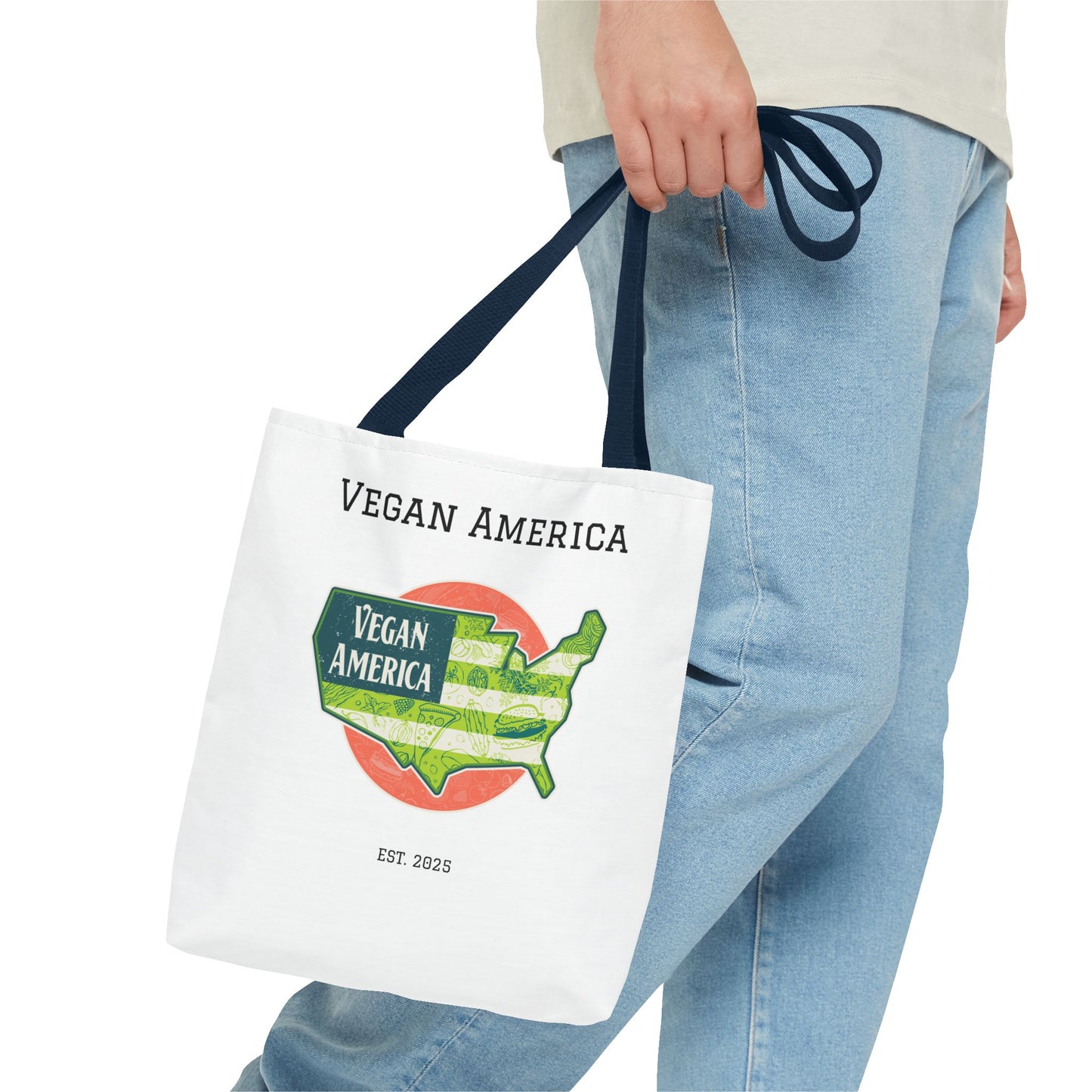 Vegan America Tote Bag - Eco-Friendly Reusable Shopping Bag, Perfect Gift for Plant Lovers, Earth Day, and Everyday Use