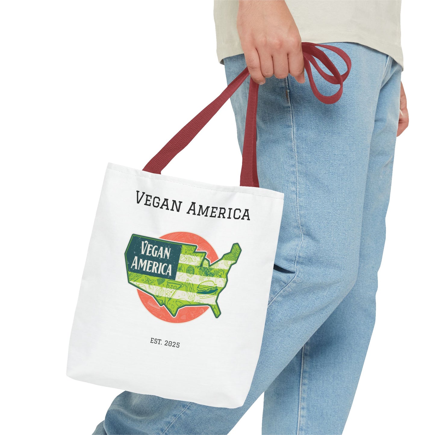 Vegan America Tote Bag - Eco-Friendly Reusable Shopping Bag, Perfect Gift for Plant Lovers, Earth Day, and Everyday Use