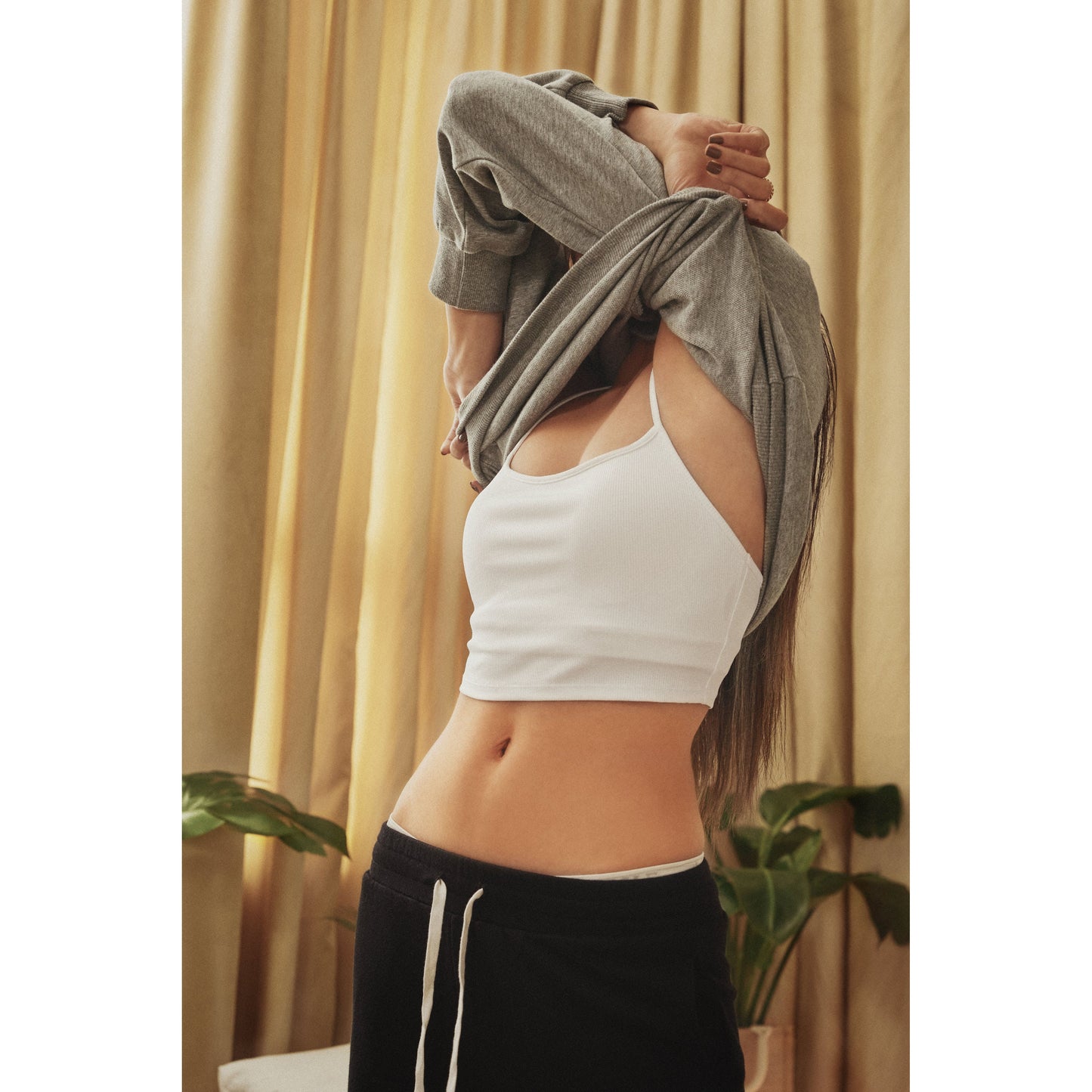 Thin Strap Ribbed Cropped Tank