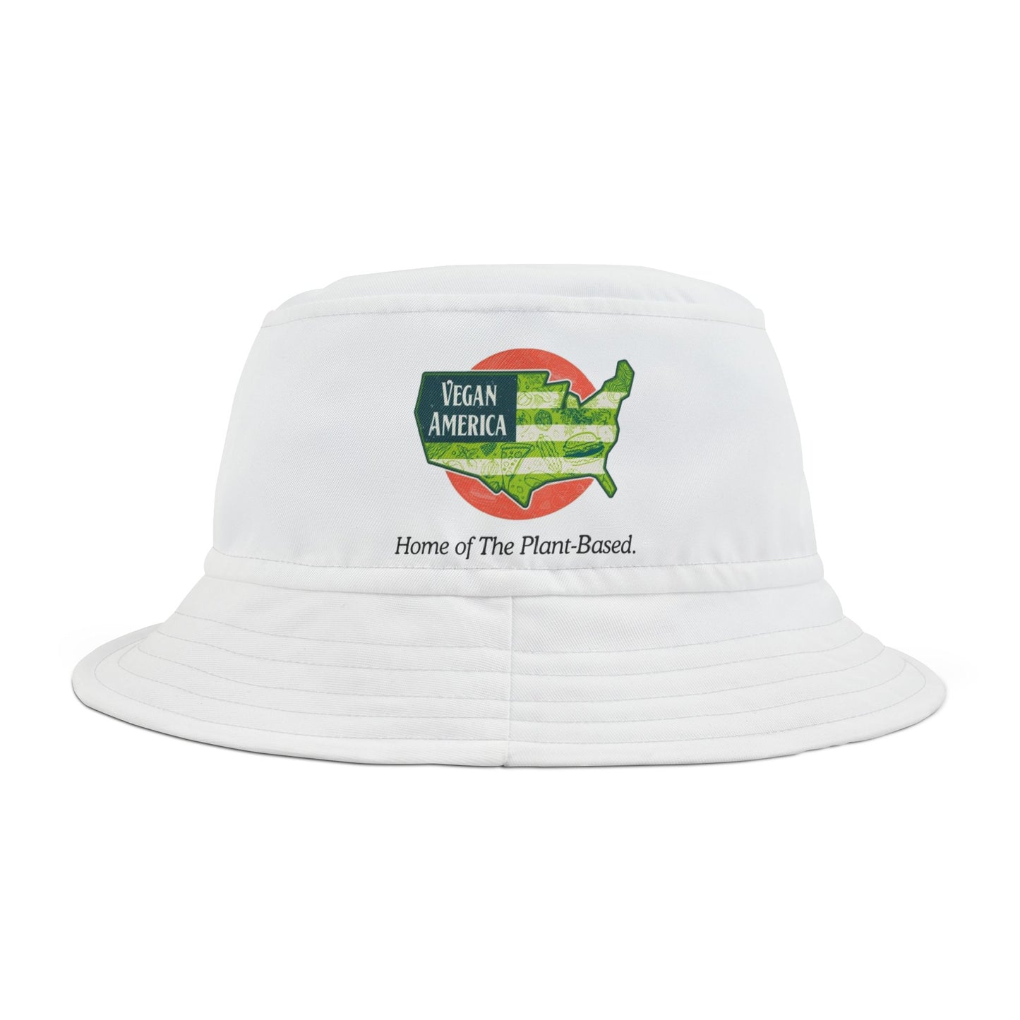 Vegan America Bucket Hat | Home of the Plant-Based | Summer Accessory, Outdoor Hat, Gift for Vegans, Eco-Friendly Fashion