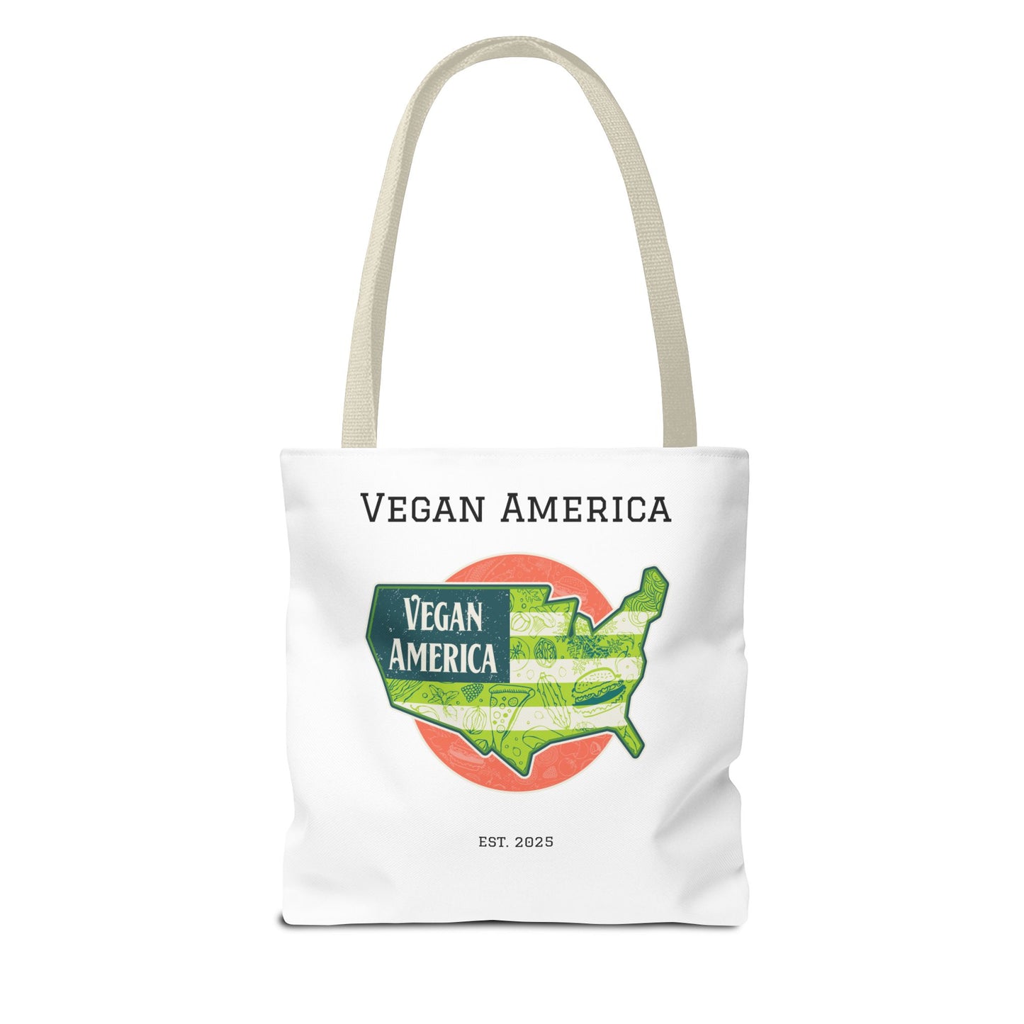 Vegan America Tote Bag - Eco-Friendly Reusable Shopping Bag, Perfect Gift for Plant Lovers, Earth Day, and Everyday Use