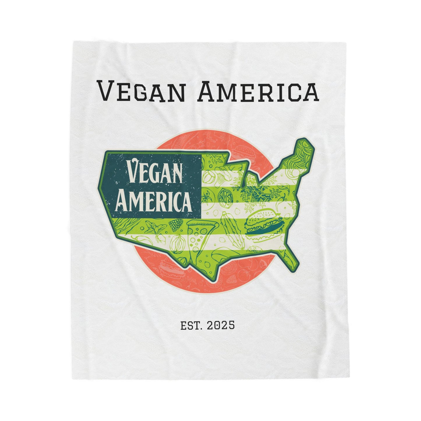 Cozy Vegan America Plush Blanket | Sustainable Home Decor, Gift for Vegans, Housewarming, Eco-Friendly Throw, Unique Blanket