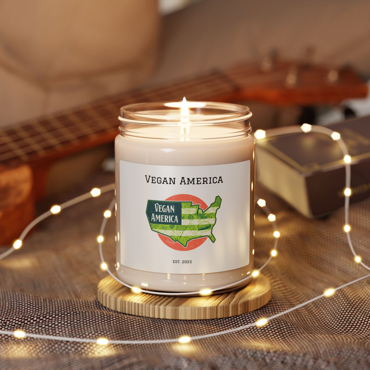 Vegan America Scented Soy Candle, 9oz | Eco-Friendly Home Décor, Aromatherapy Gift, Vegan Lifestyle, Relaxation, Housewarming