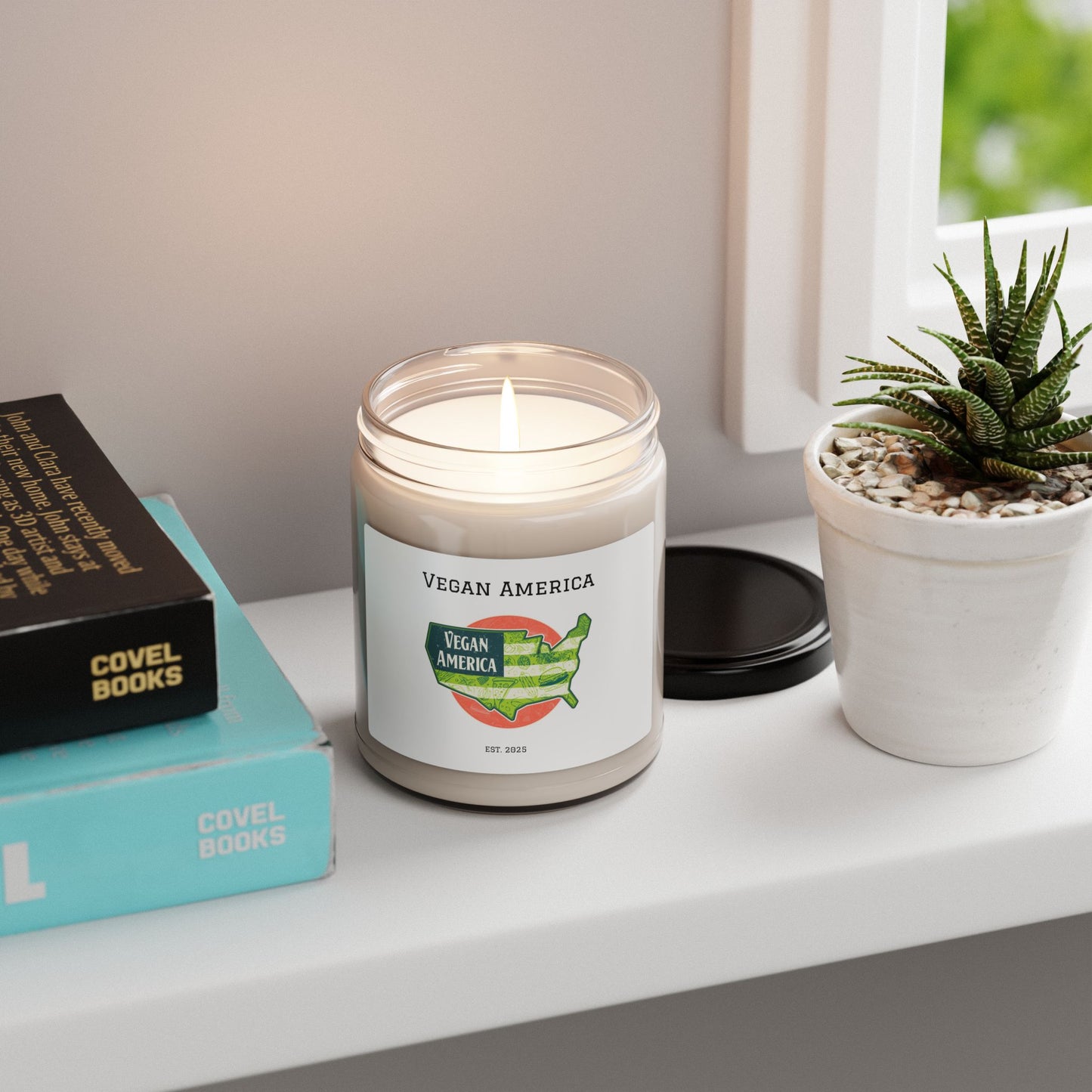Vegan America Scented Soy Candle, 9oz | Eco-Friendly Home Décor, Aromatherapy Gift, Vegan Lifestyle, Relaxation, Housewarming