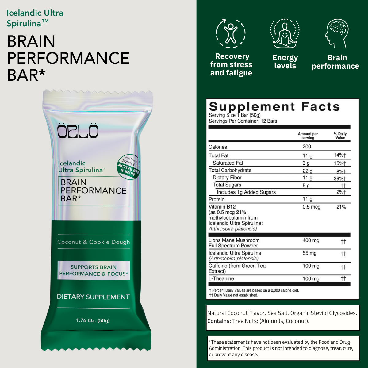 Icelandic Ultra Spirulina™ Brain Performance Bar