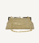 Gold with Crystals Frame Clutch - Vegan America