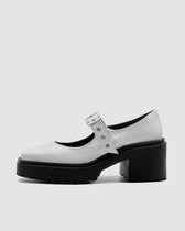Squared Mary Jane Pumps White made of Vegea grape leather - Vegan America