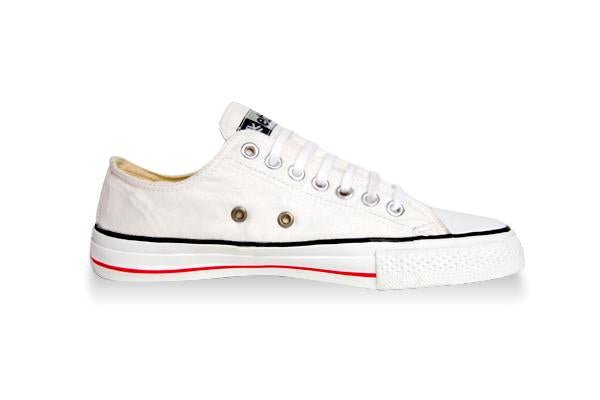Low Cut Sneakers, White Stripe - Vegan America