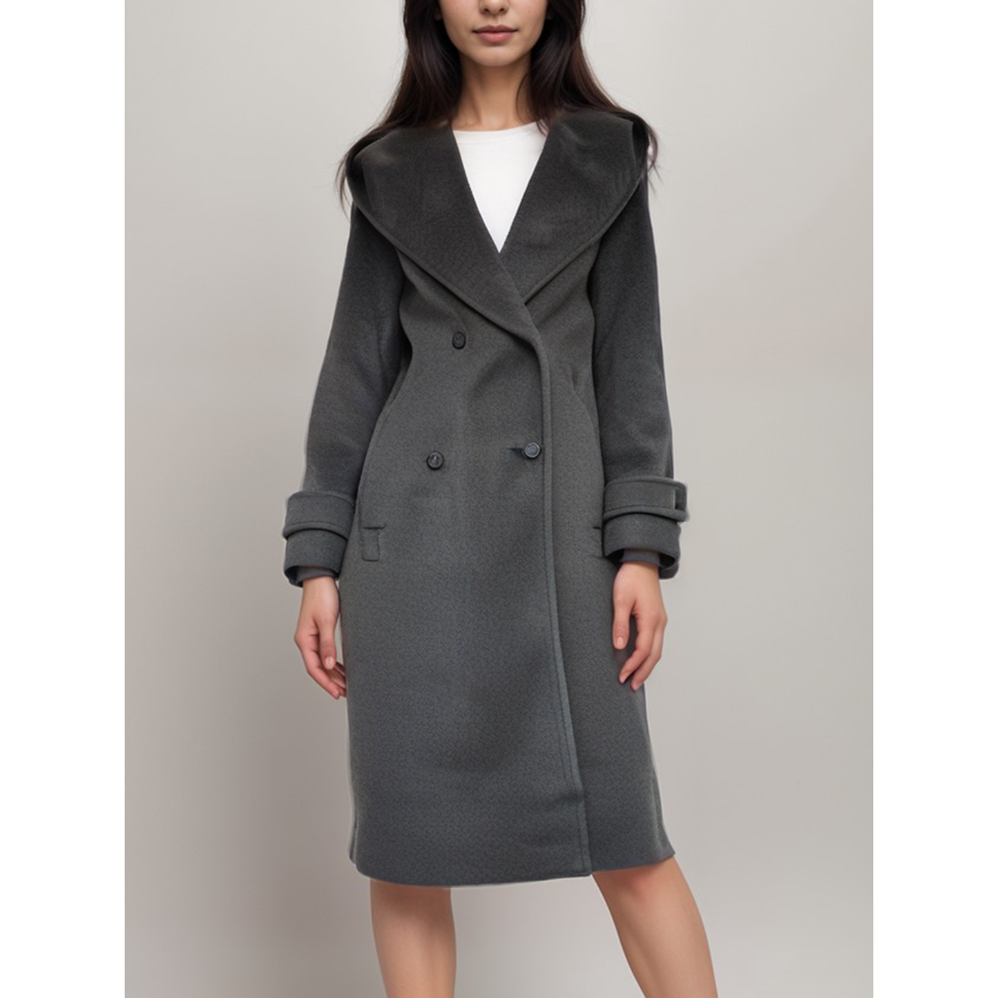 Vegan Wool Long Wrap Coat