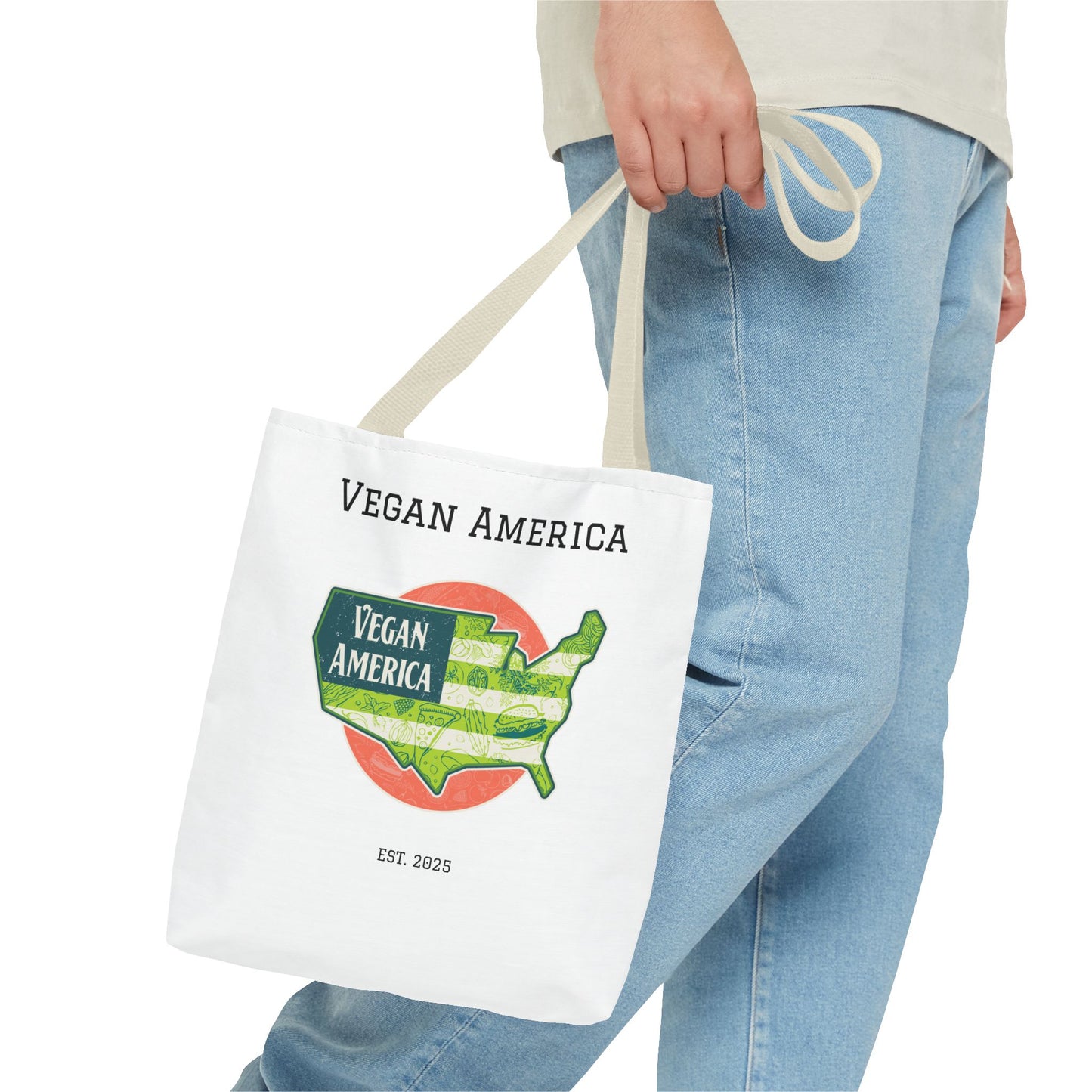 Vegan America Tote Bag - Eco-Friendly Reusable Shopping Bag, Perfect Gift for Plant Lovers, Earth Day, and Everyday Use