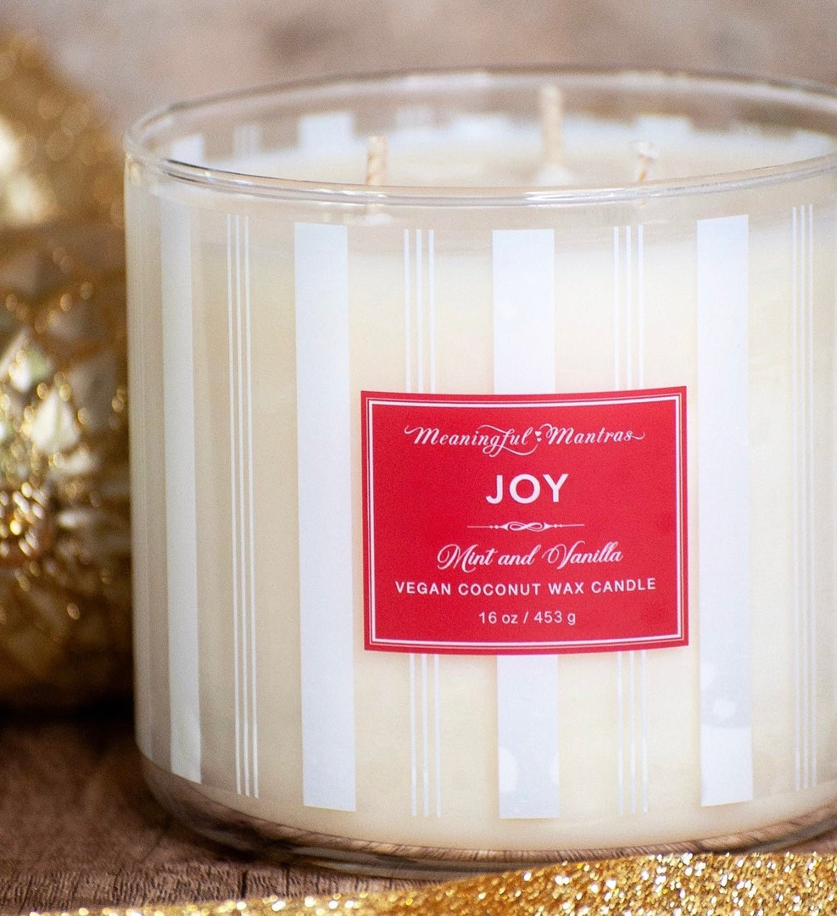 Festive 3-Wick Mint Vanilla 16oz Candle - Vegan America