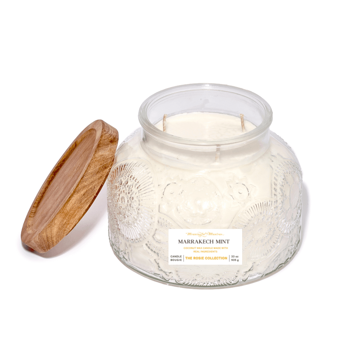 Marrakech Mint Natural Candle 33oz Rosie Collection Luxury Three Wick - Vegan America