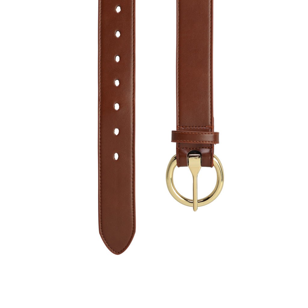 Women's Gold Ring Belt - Brown (34, 37, 40) - Vegan America