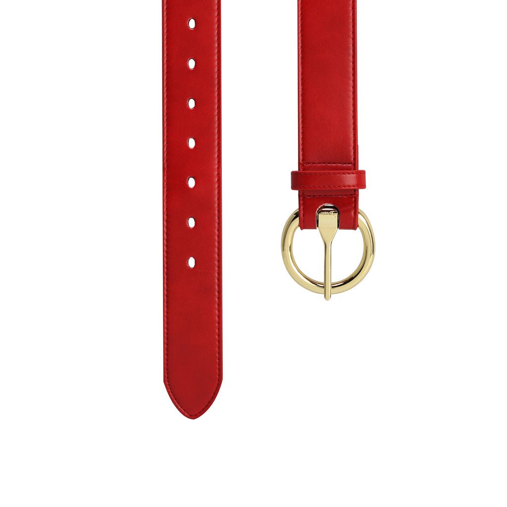 Women's Gold Ring Belt - Red - Vegan America