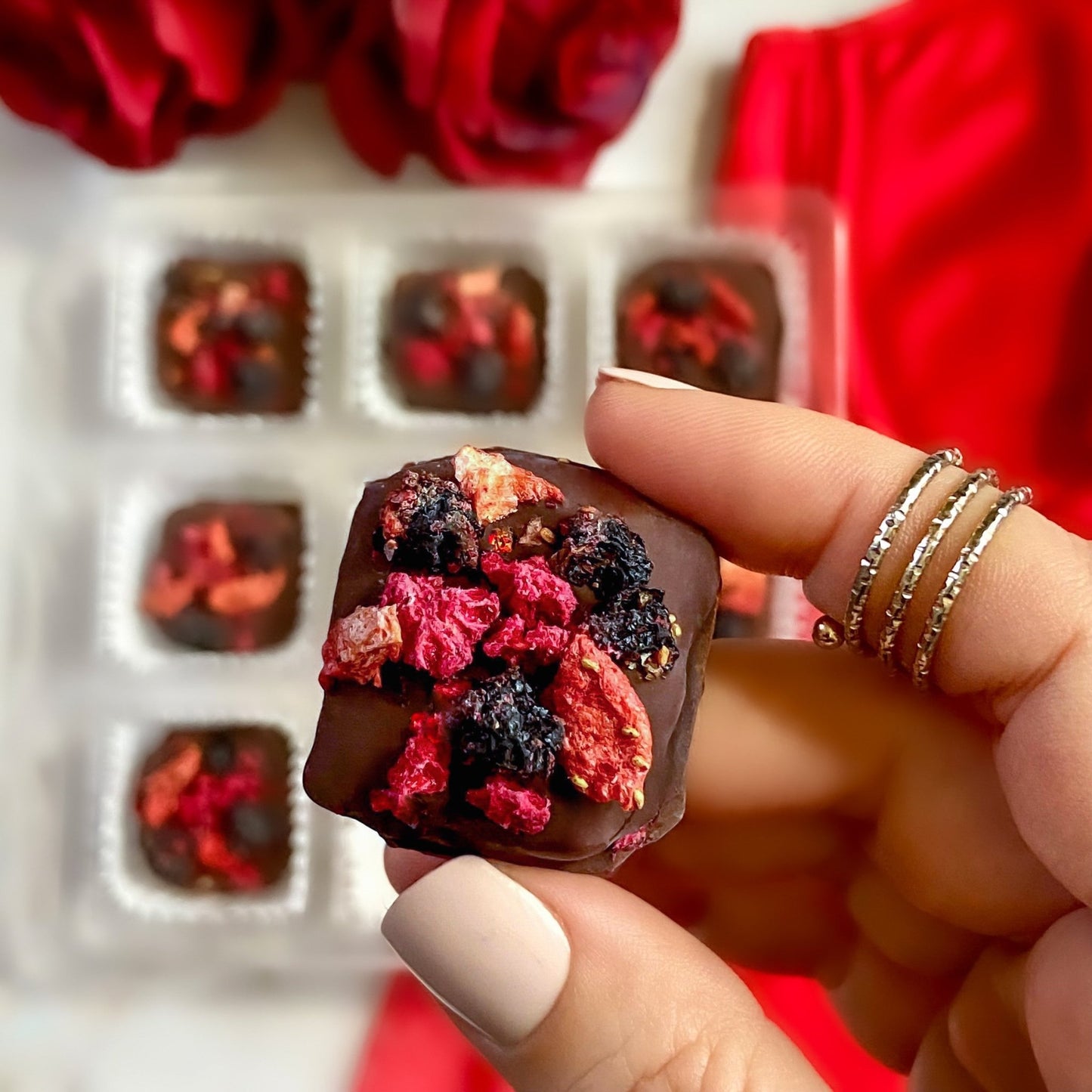 Mixed Berry Chocolate Truffles. Box of 12 truffles - Vegan America