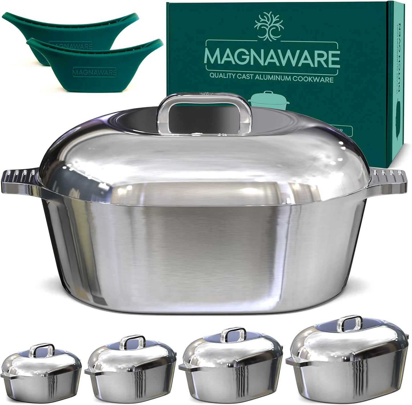 Ultimate Oval Collection - 4-Piece Cast Aluminum Oval Dutch Oven Set Includes 11", 13", 15" & 18" Ovals - Vegan America