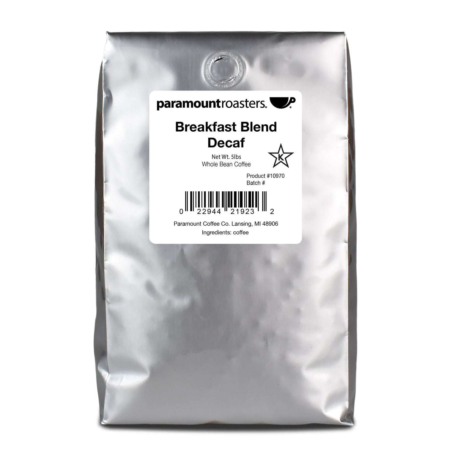 Breakfast Blend Decaf 5lb Whole Bean Coffee - Vegan America