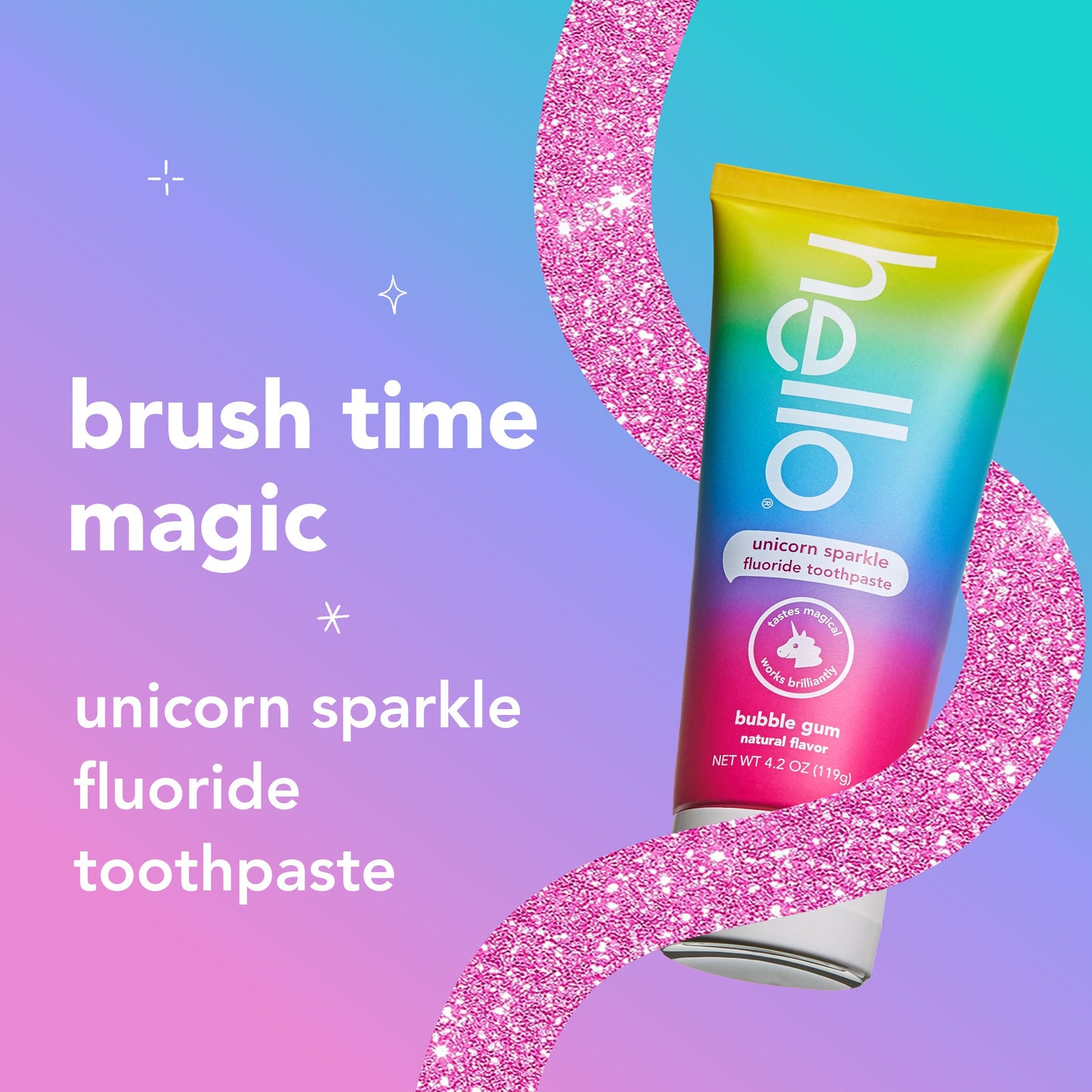 hello kids unicorn sparkle fluoride toothpaste