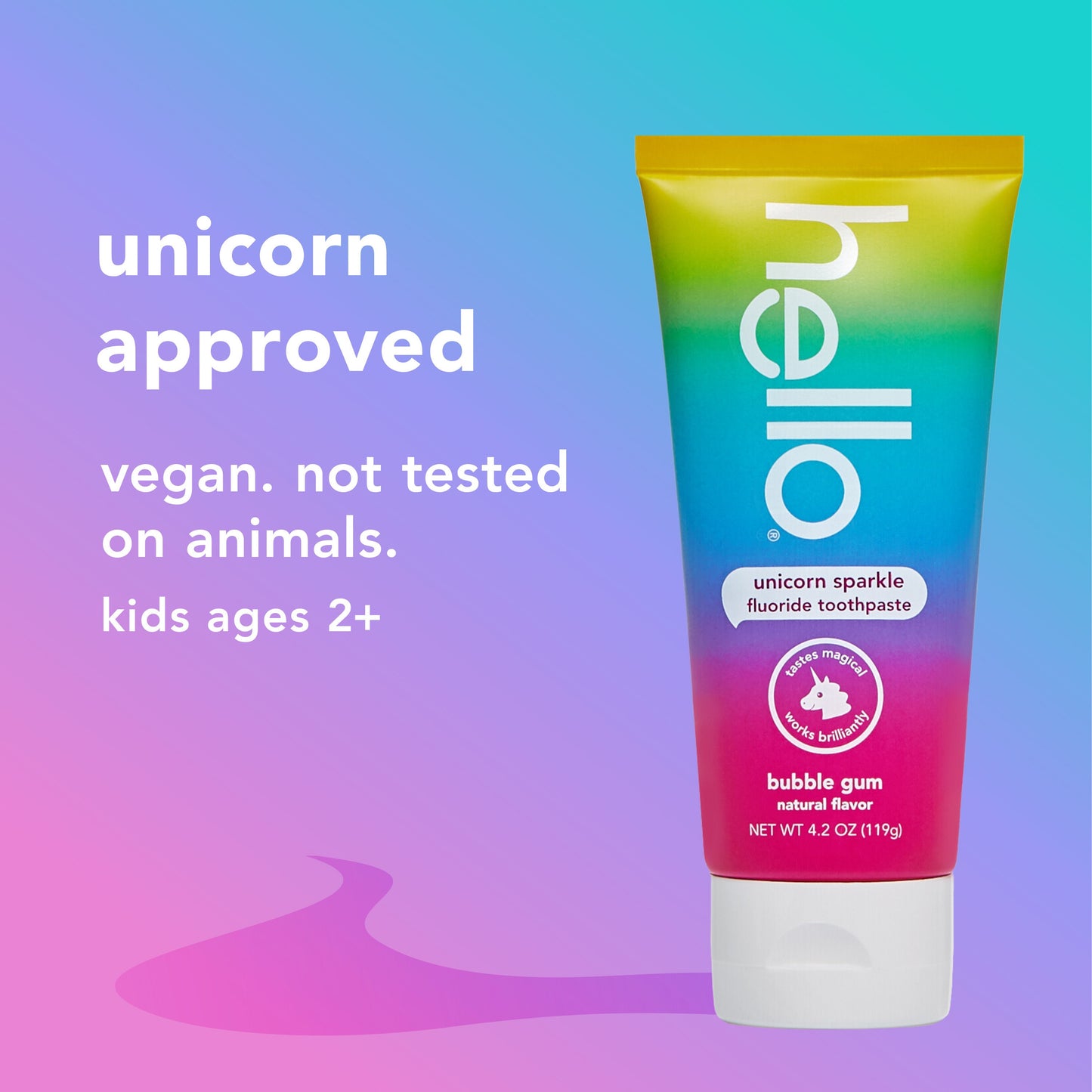 hello kids unicorn sparkle fluoride toothpaste