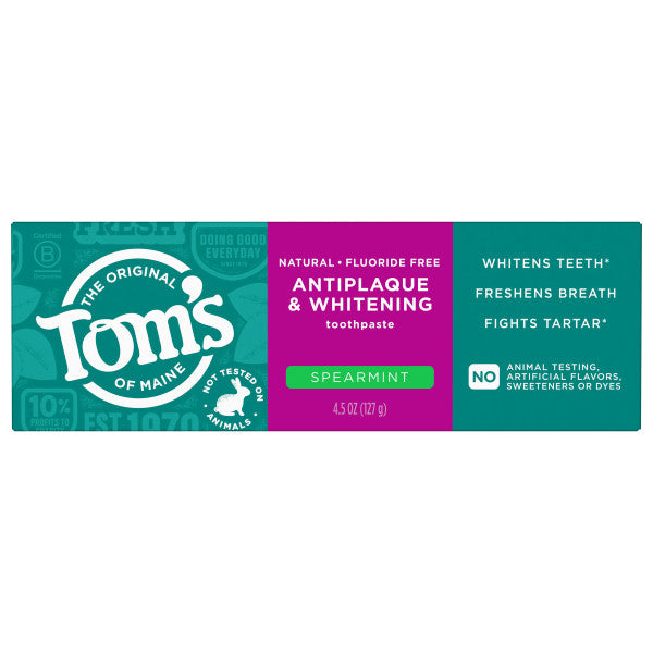 Fluoride-Free Antiplaque & Whitening Spearmint Natural Toothpaste