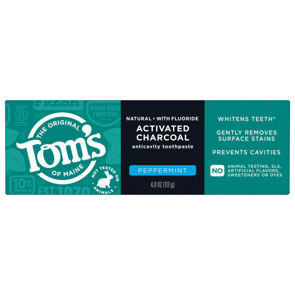 Activated Charcoal Peppermint Natural Toothpaste with Fluoride