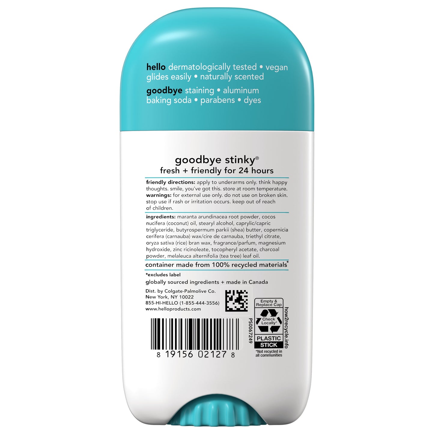hello clean + fresh aluminum free deodorant with charcoal