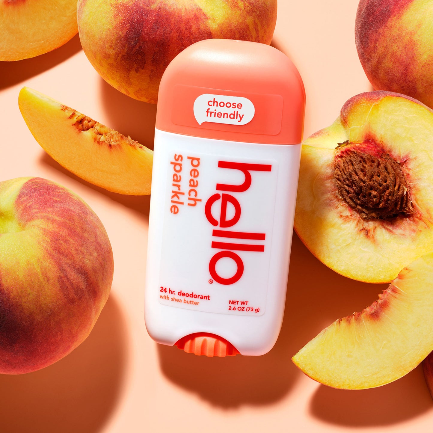 hello peach sparkle aluminum free deodorant with shea butter