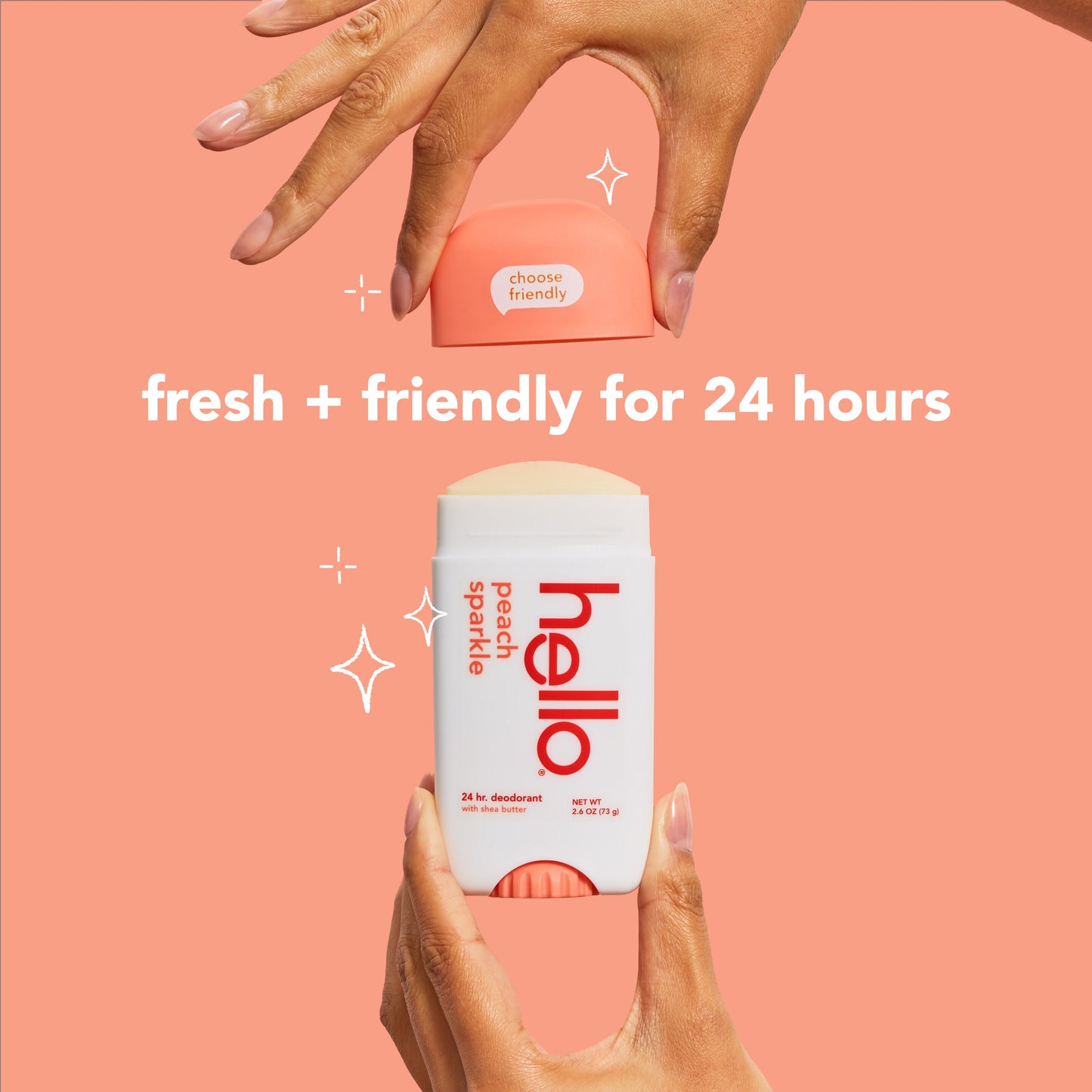 hello peach sparkle aluminum free deodorant with shea butter