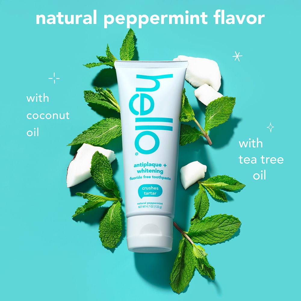hello antiplaque + whitening fluoride free toothpaste twin pack