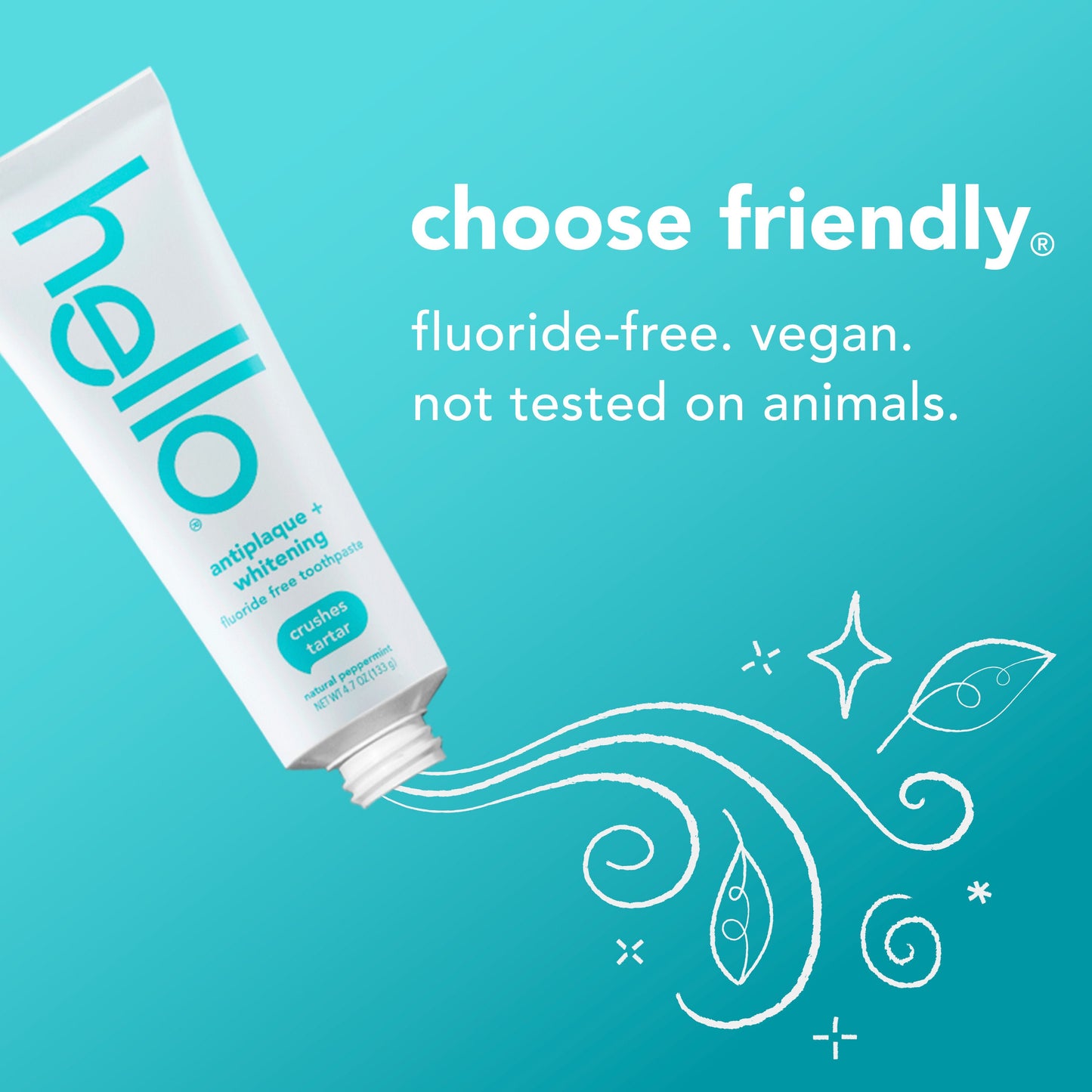 hello antiplaque + whitening fluoride free toothpaste twin pack
