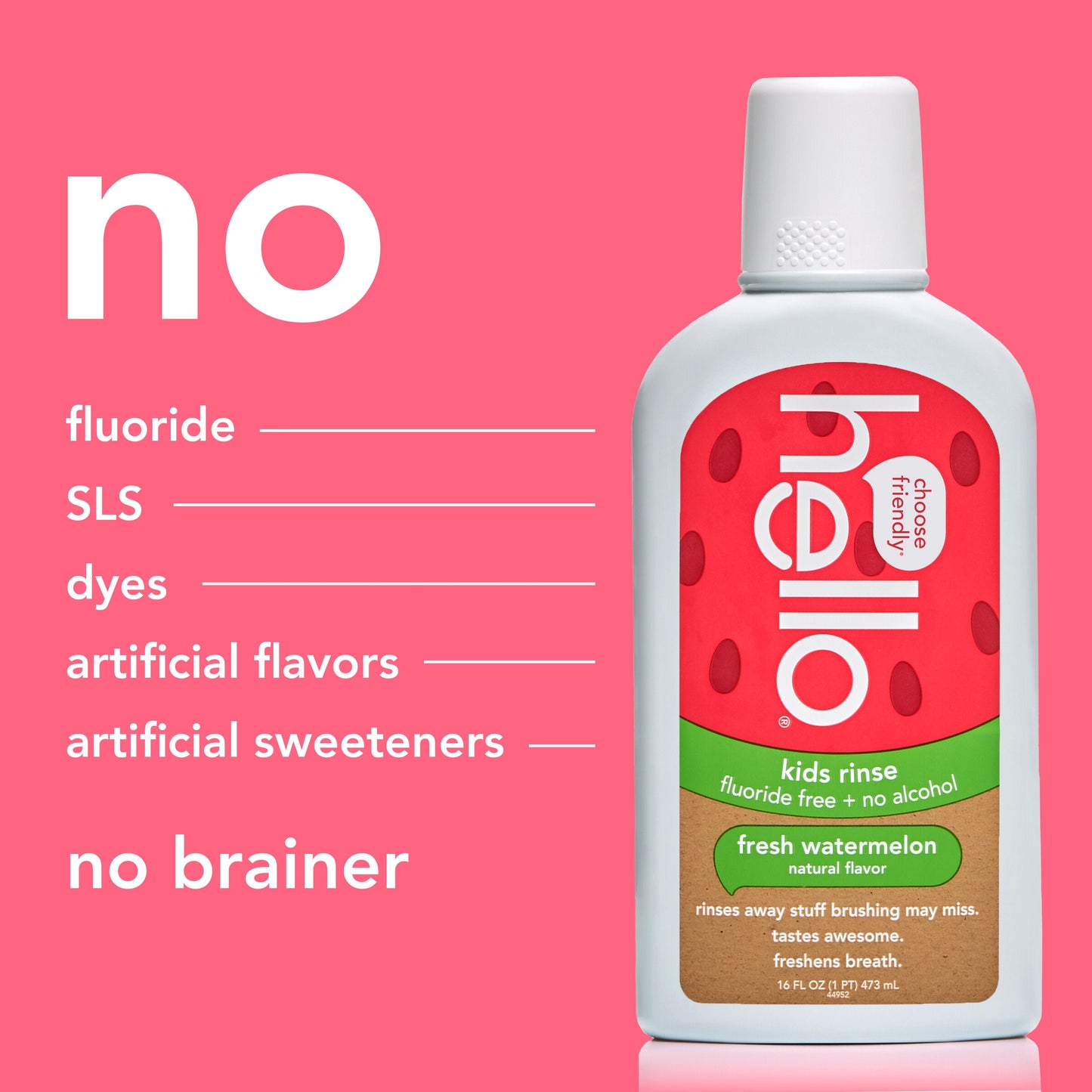 hello kids watermelon fluoride free mouthwash