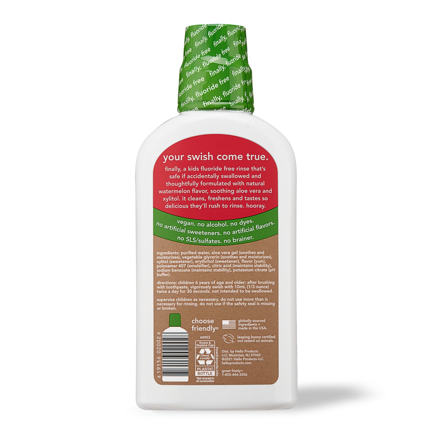 hello kids watermelon fluoride free mouthwash