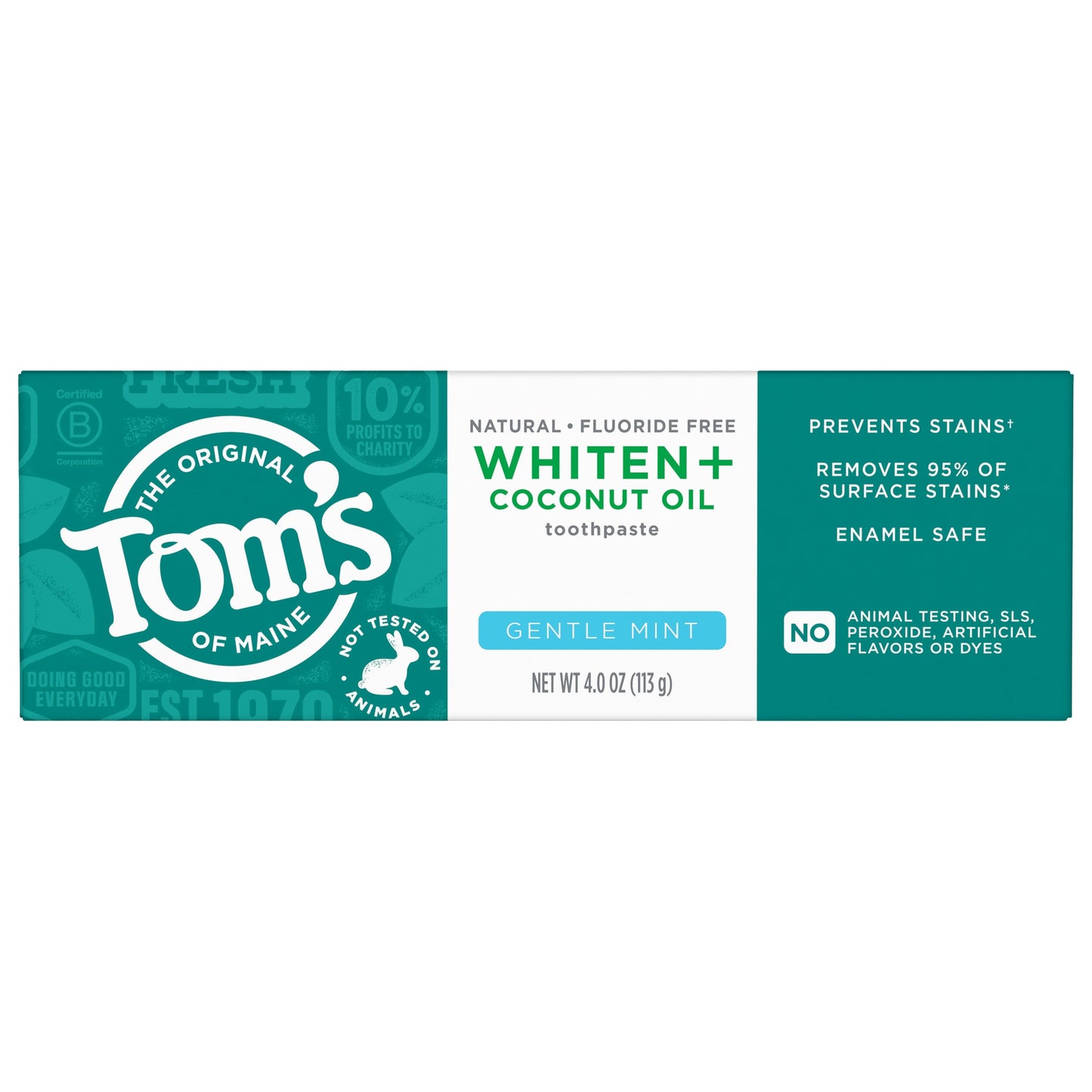 Whiten Plus Coconut Oil Fluoride Free Gentle Mint Natural Toothpaste