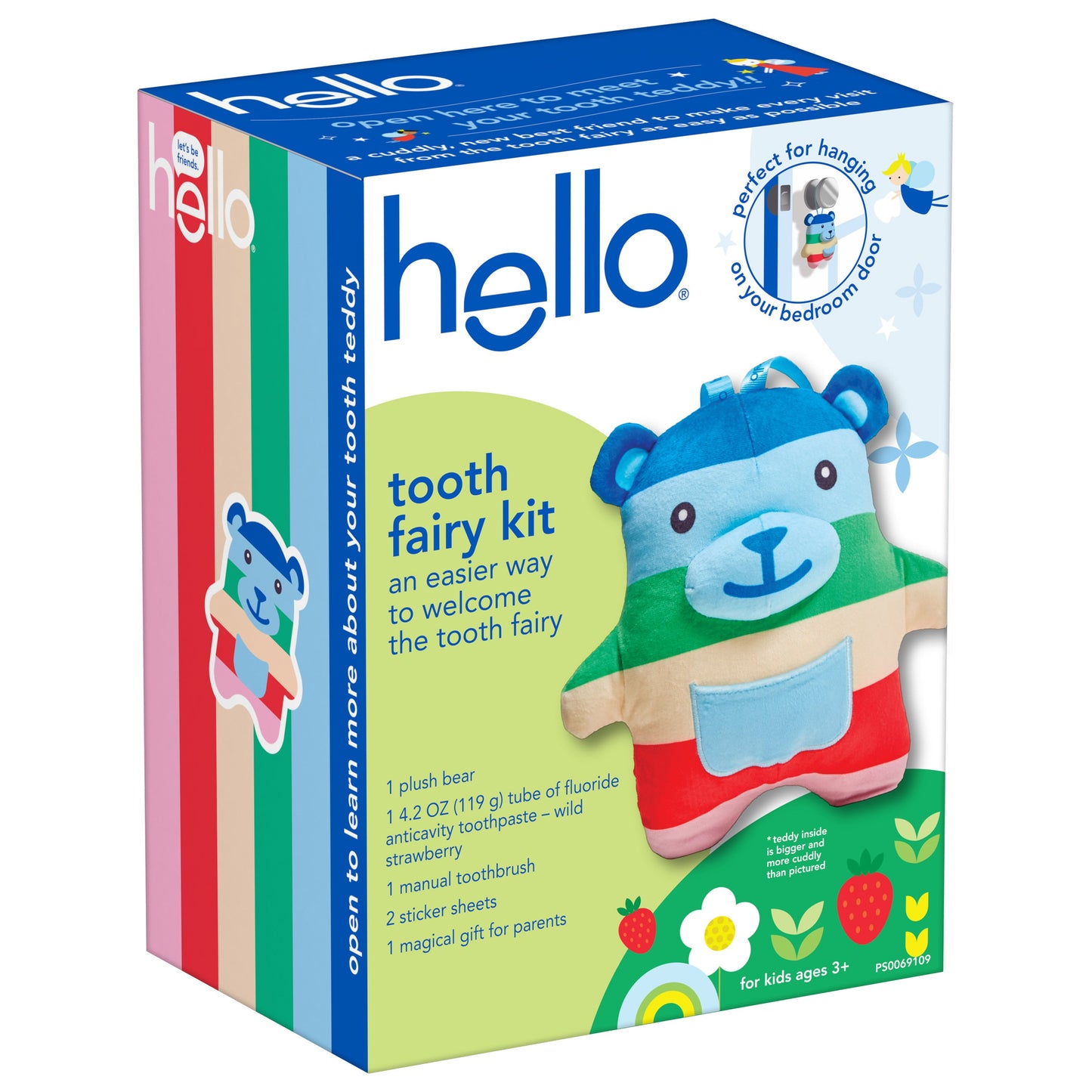 hello tooth fairy kit with tooth fairy door hanger and tooth teddy bear