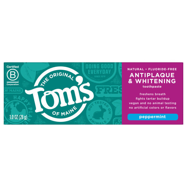 Fluoride-Free Antiplaque & Whitening Peppermint Natural Toothpaste (Travel Size)