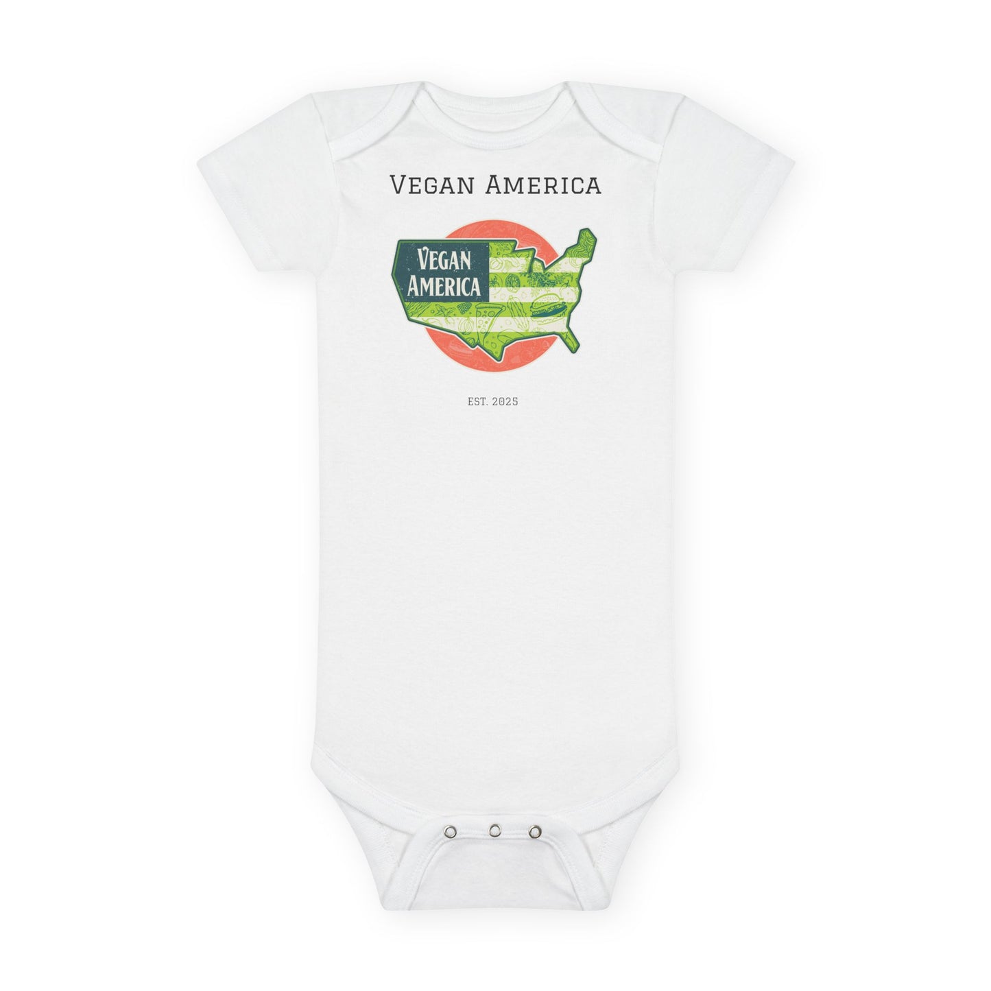 Organic Baby Bodysuit, Vegan America Infant Onesie, Eco-Friendly Baby Clothes, Gift for New Parents, Cute Baby Outfit