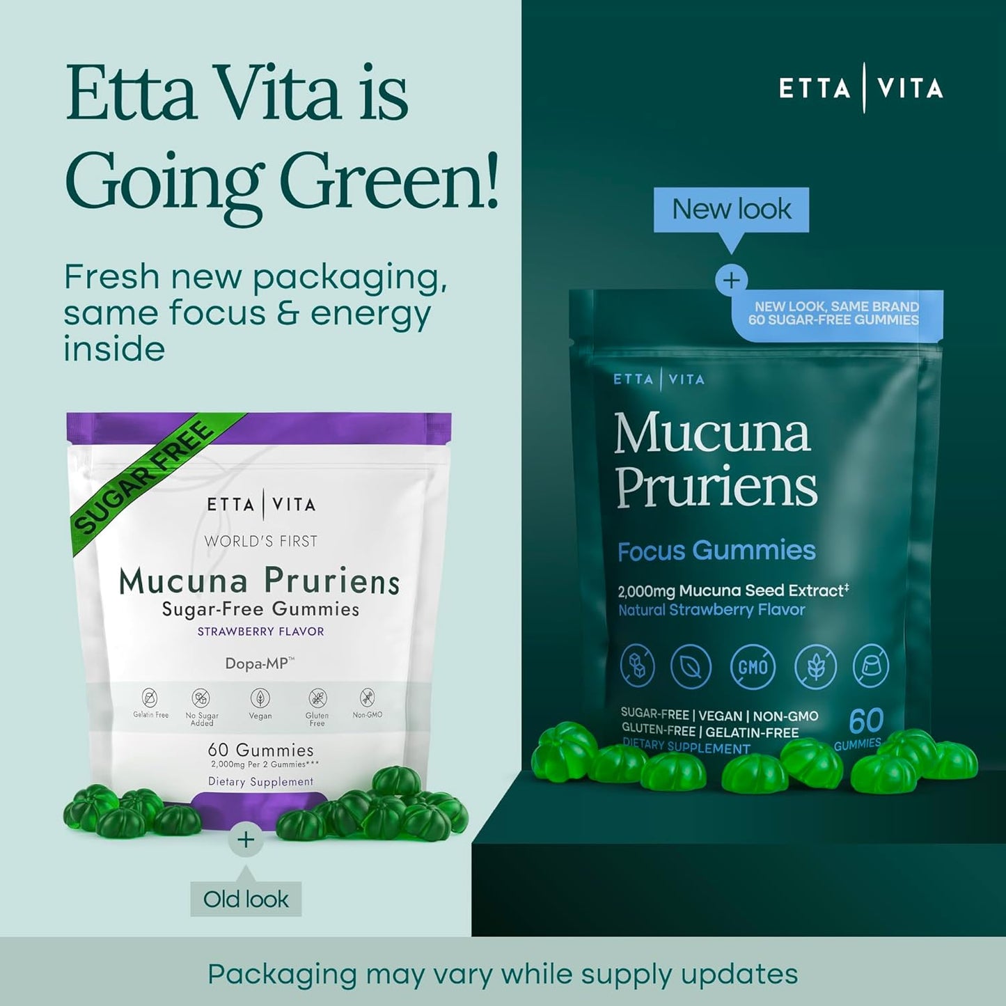 Dopamine Supplement - Sugar-Free Mucuna Pruriens Gummies (2g/serving) Energy & Focus Gummies - Potent Mucuna Pruriens Extract Supplement for Calm Mood and Motivation, Vegan, Non-GMO, Gluten-Free, 60ct