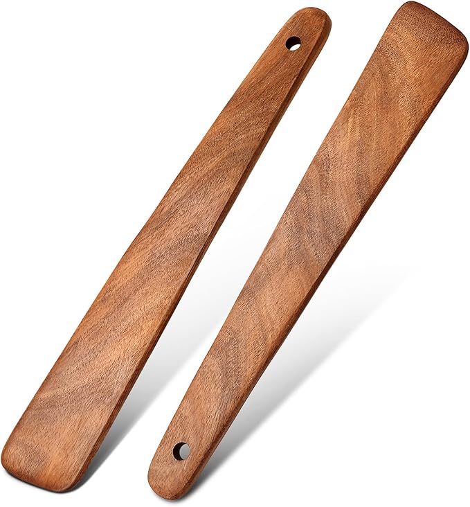 12 Inch Acacia Wood Flipper Spatula Set of 2 – Lightweight, Heat - Resistant, Safe for Non - stick – Perfect for Cooking and Serving - Vegan America