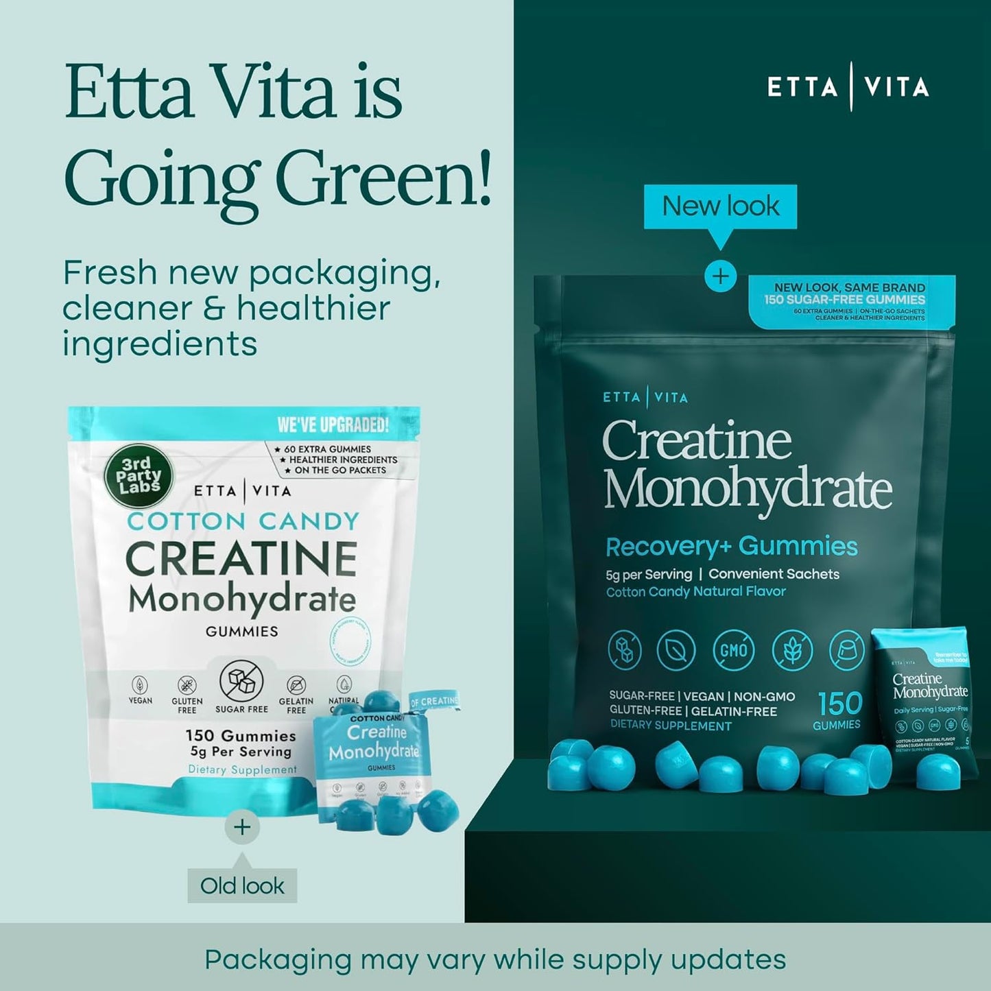 Sugar-Free Creatine Monohydrate Gummies (5g Per Packet) - Potent Creatine Gummies for Men & Women, Supplement for Muscle Support, Cognitive Function - Non-GMO, Gluten-Free