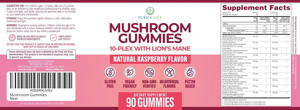 World's First Mushroom Gummies with Lions Mane, Supports Focus & Clarity