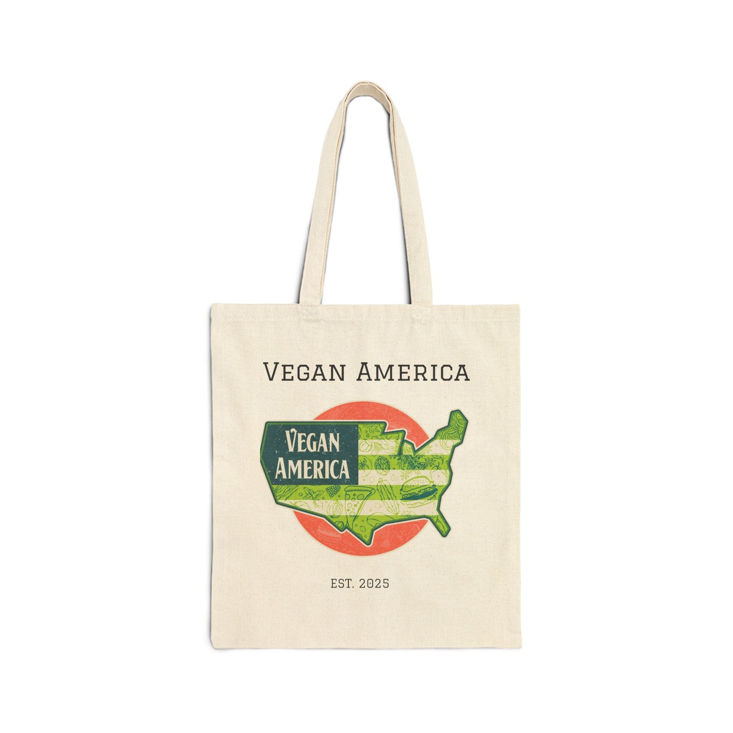 Vegan America Tote Bag | Eco-Friendly Shopping Bag, Reusable Grocery Bag, Gift for Vegans, Stylish Market Tote, Organic Cotton Bag