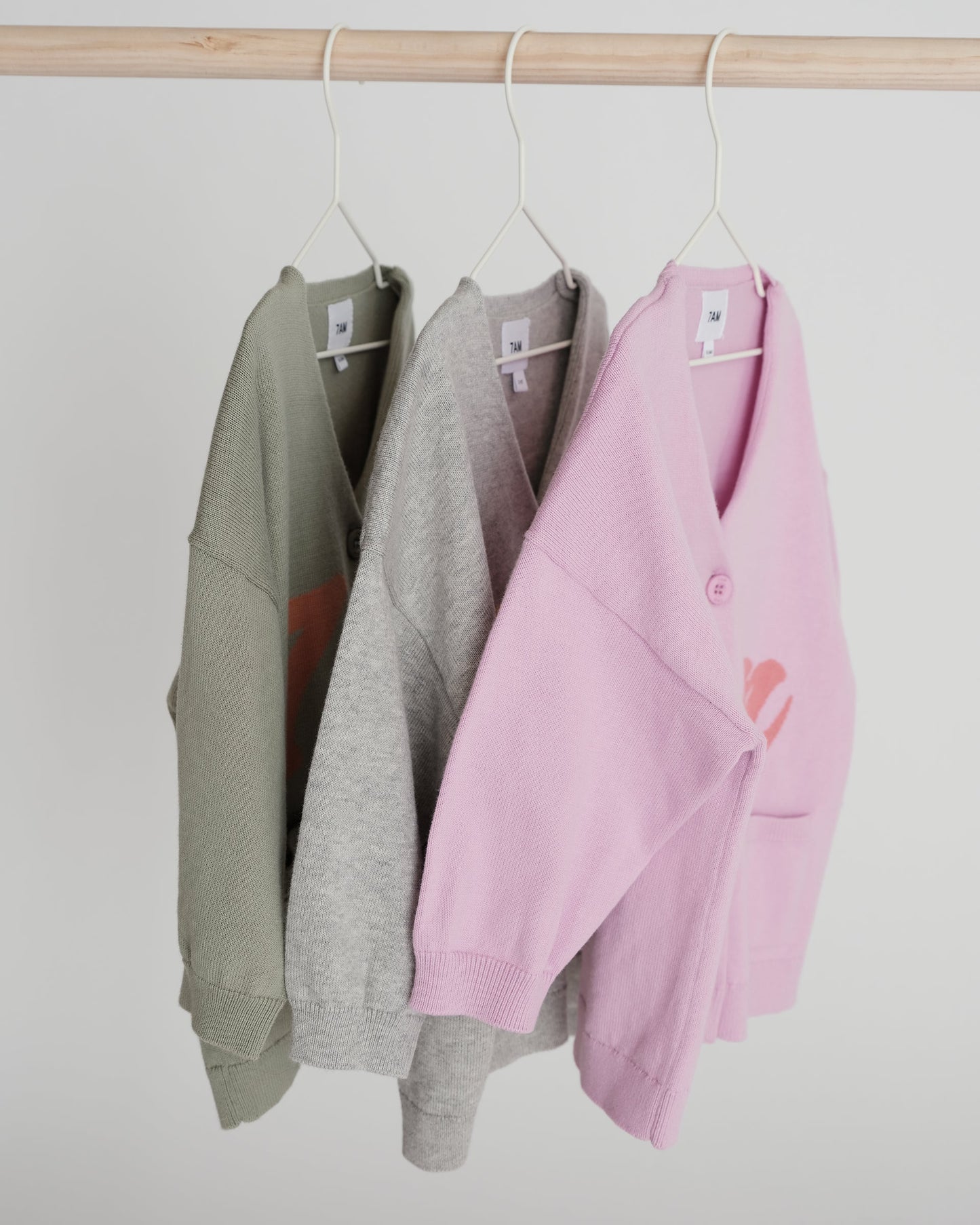 7AM Logo Boxy Cotton Cardigan