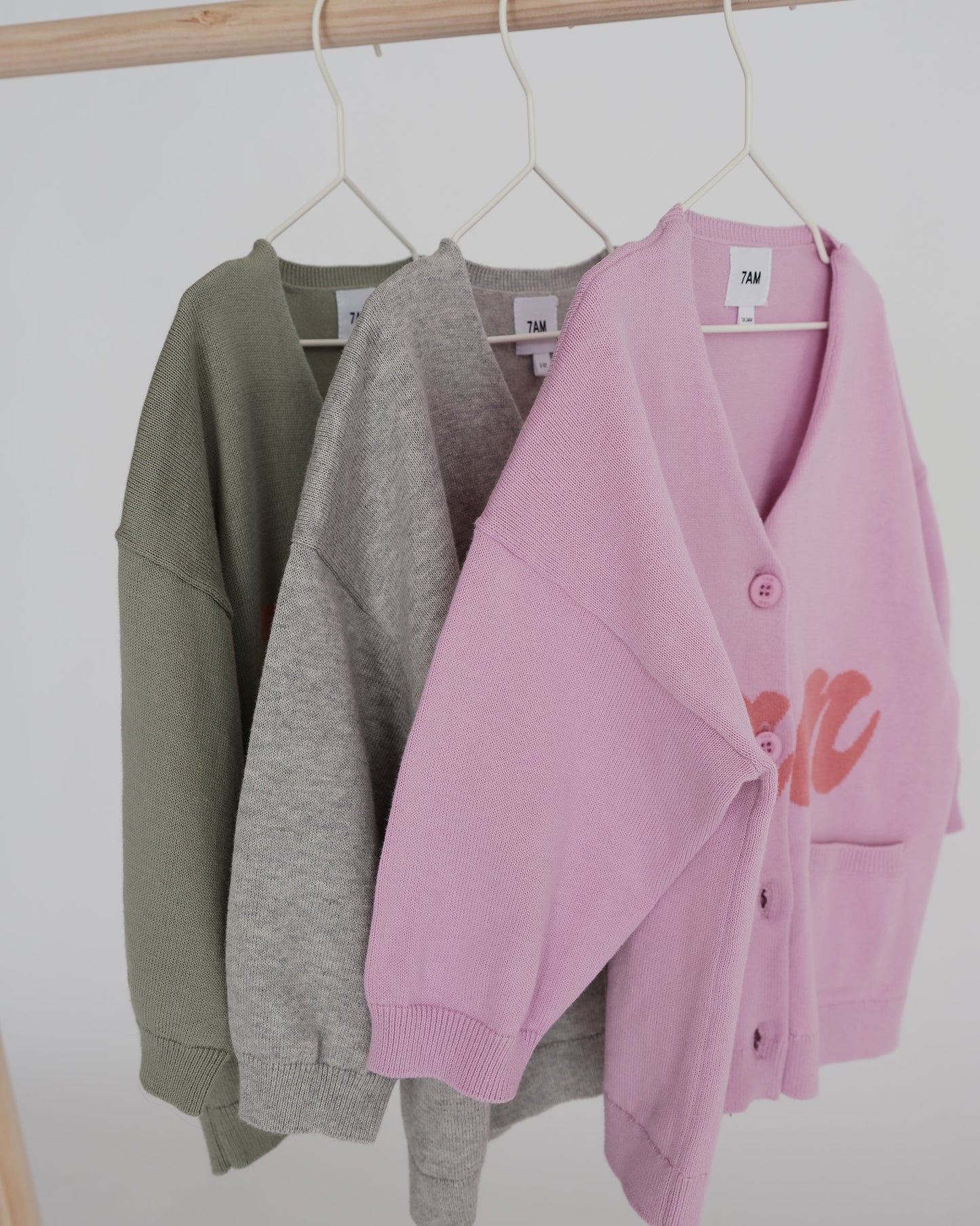7AM Logo Boxy Cotton Cardigan
