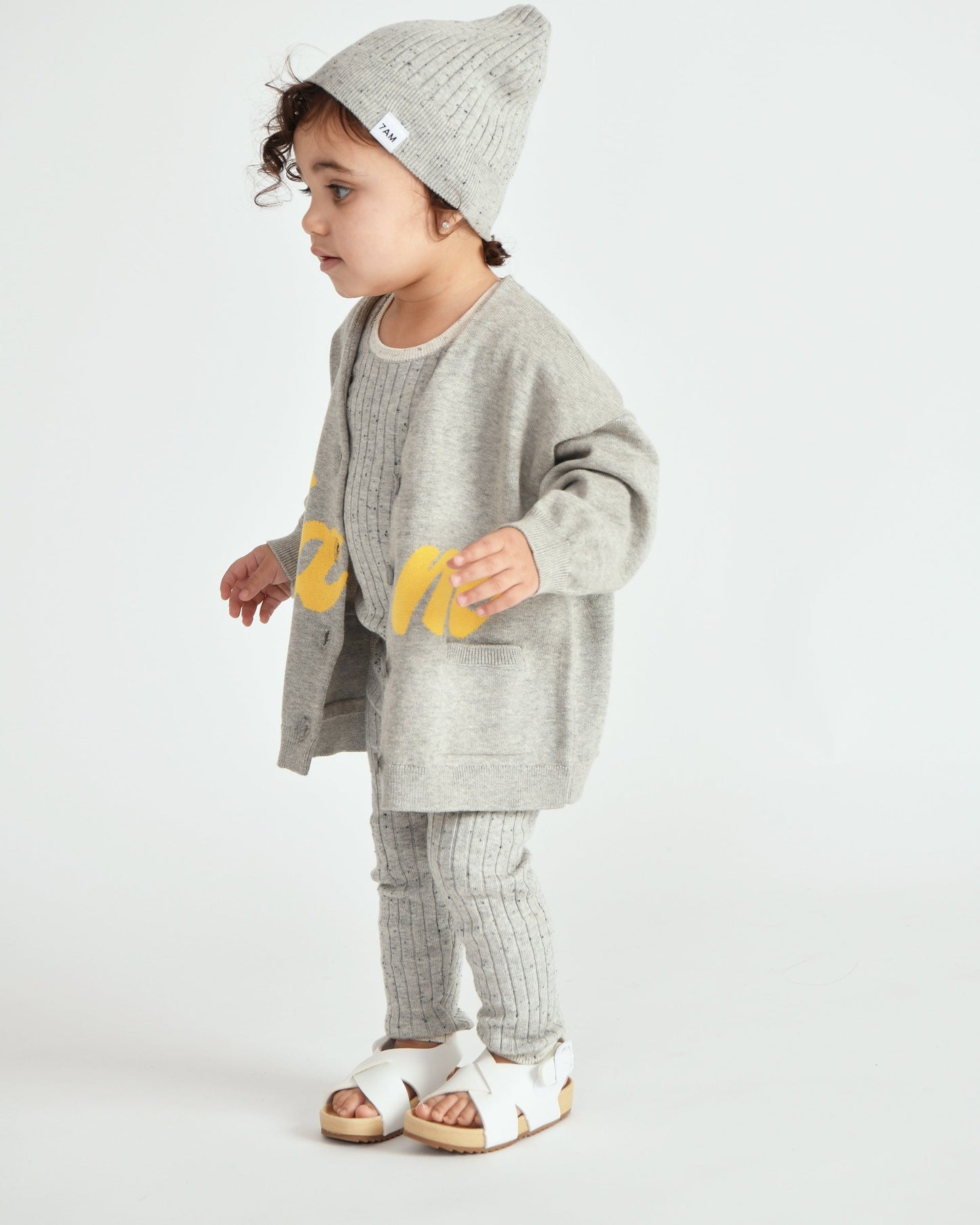 7AM Logo Boxy Cotton Cardigan