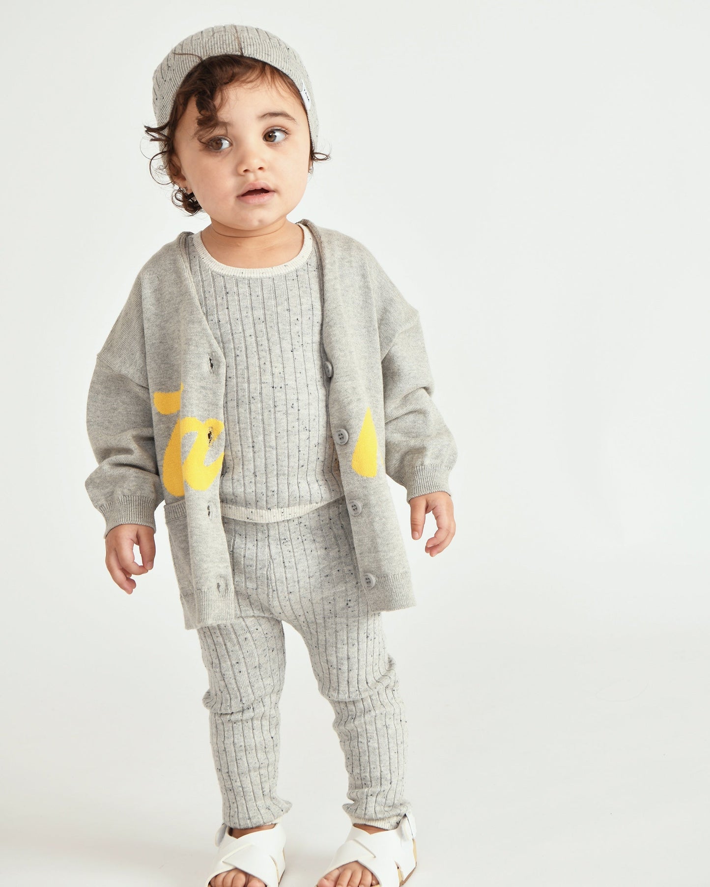 7AM Logo Boxy Cotton Cardigan