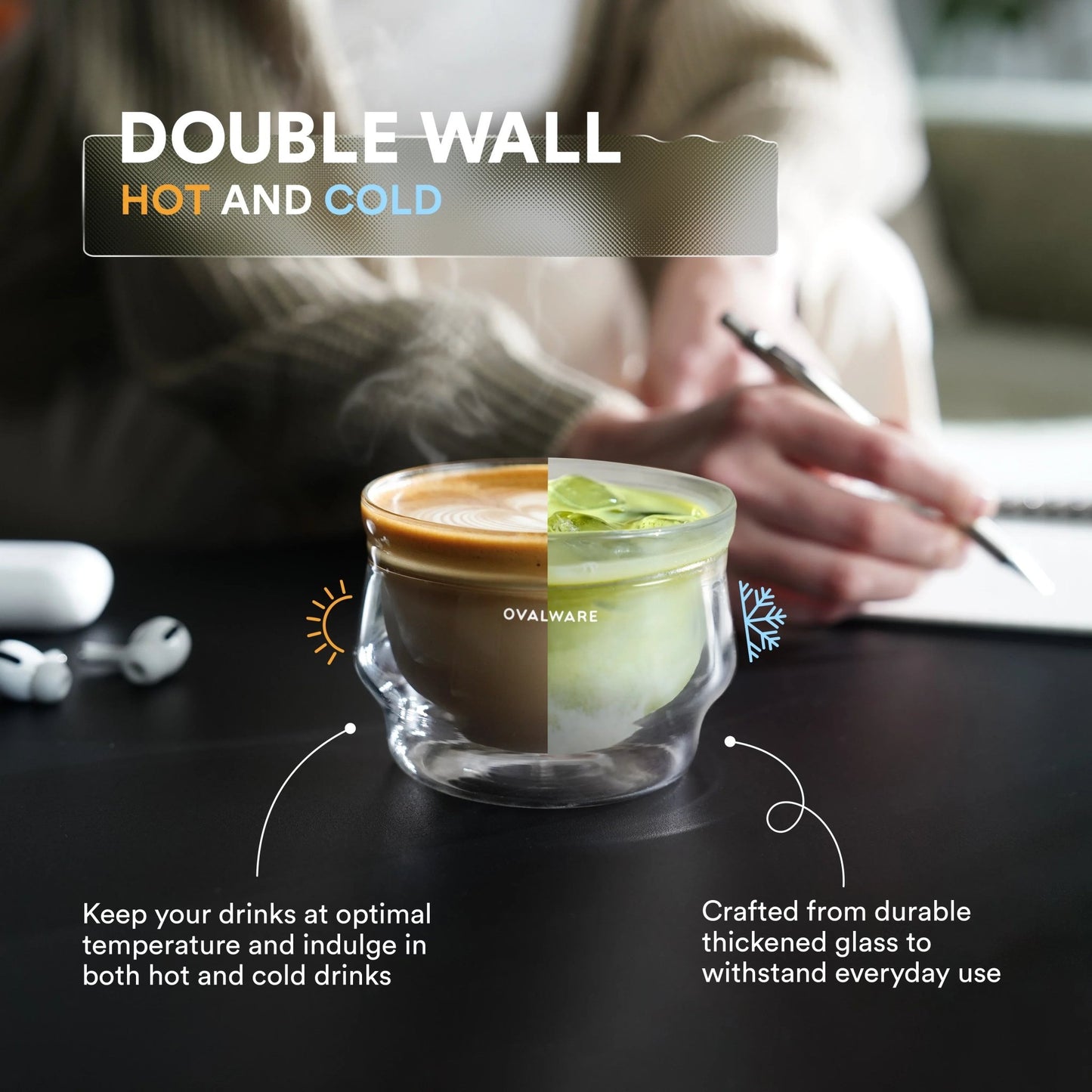 Latte Master Glass - 250ml/8.5oz (Set of 2) - Vegan America