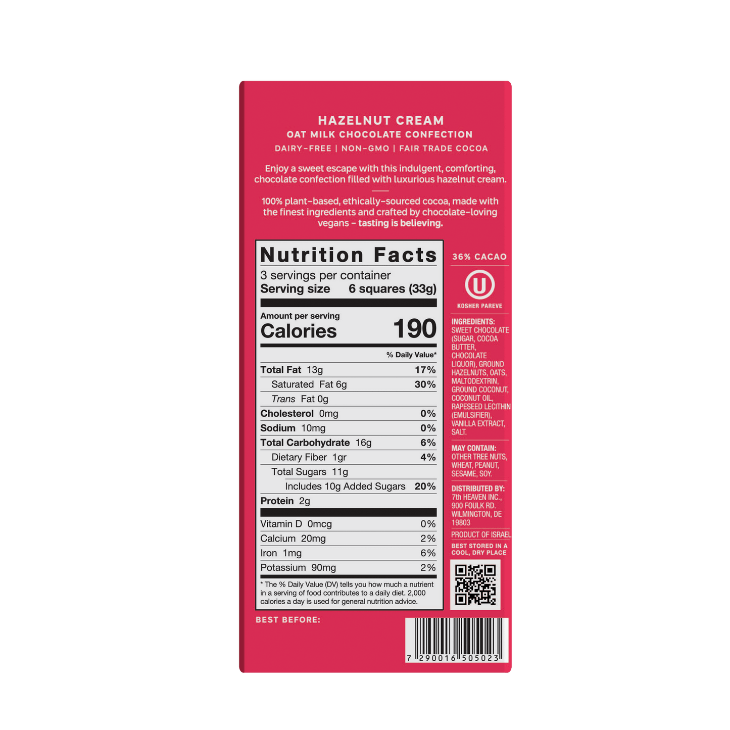 Hazelnut Cream Chocolate Bar - Vegan America